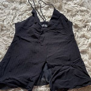 black, detailed zara blouse